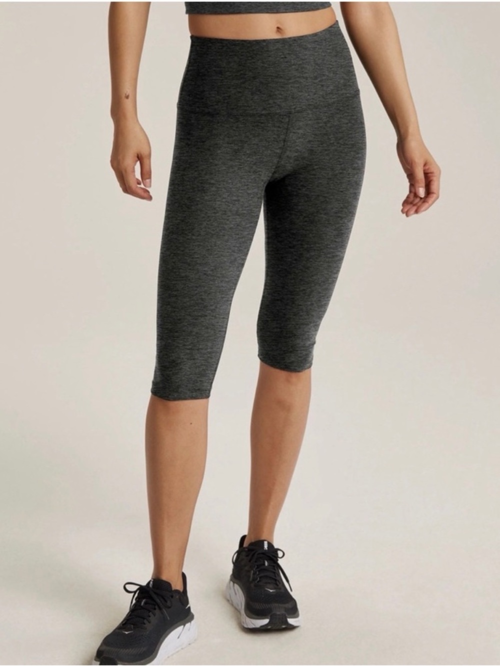 Beyond Yoga Dark Heather Gray High-Waist Capri SpaceDye Leggings